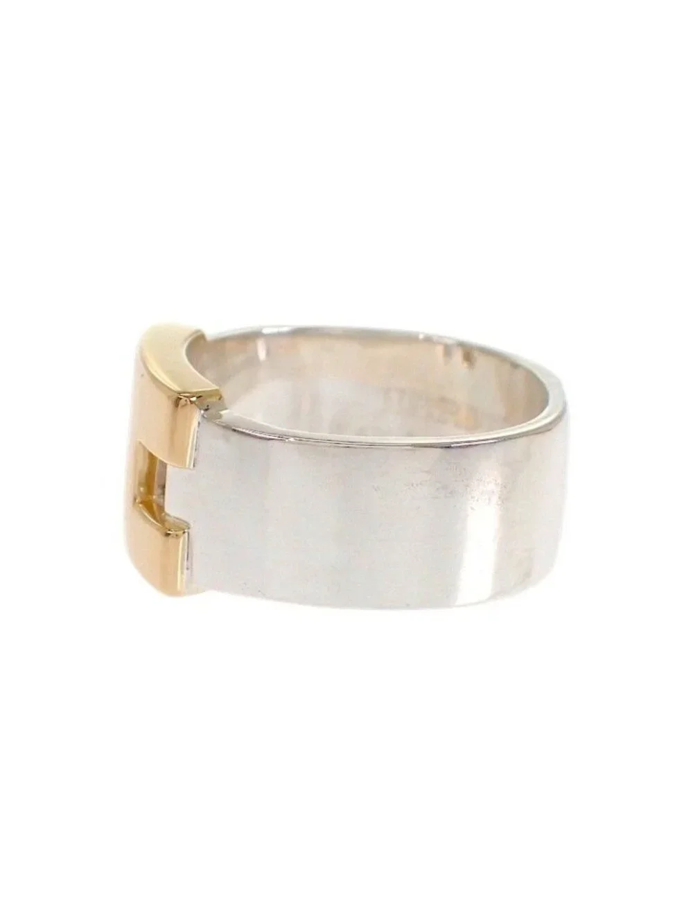Hermes Newhela Crest S Rin 49 Full 18K Yellow Gold 925 Sterling Silver and Logo